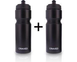 Craved Bidons - 2 stuks - 750 ml - Zwart - Drinkfles