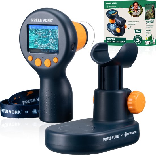 Foto: Freek vonk x bresser handmicroscoop digitaal scherm tot 600x vergroten incl standaard en accessoireset