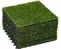 Outsunny kunstgras - 10-delige set - met drainagefunctie - groen