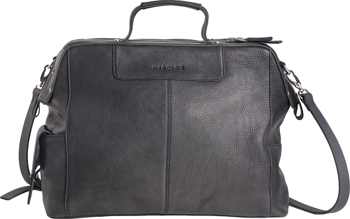 HAROLD'S Leren Business tas Country Framebag Businessbag Black Zwart
