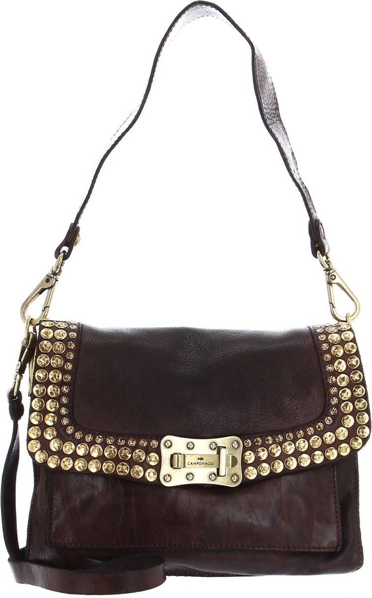 CAMPOMAGGI Leren Schoudertas Agnese Crossbody Bag Moro Bruine