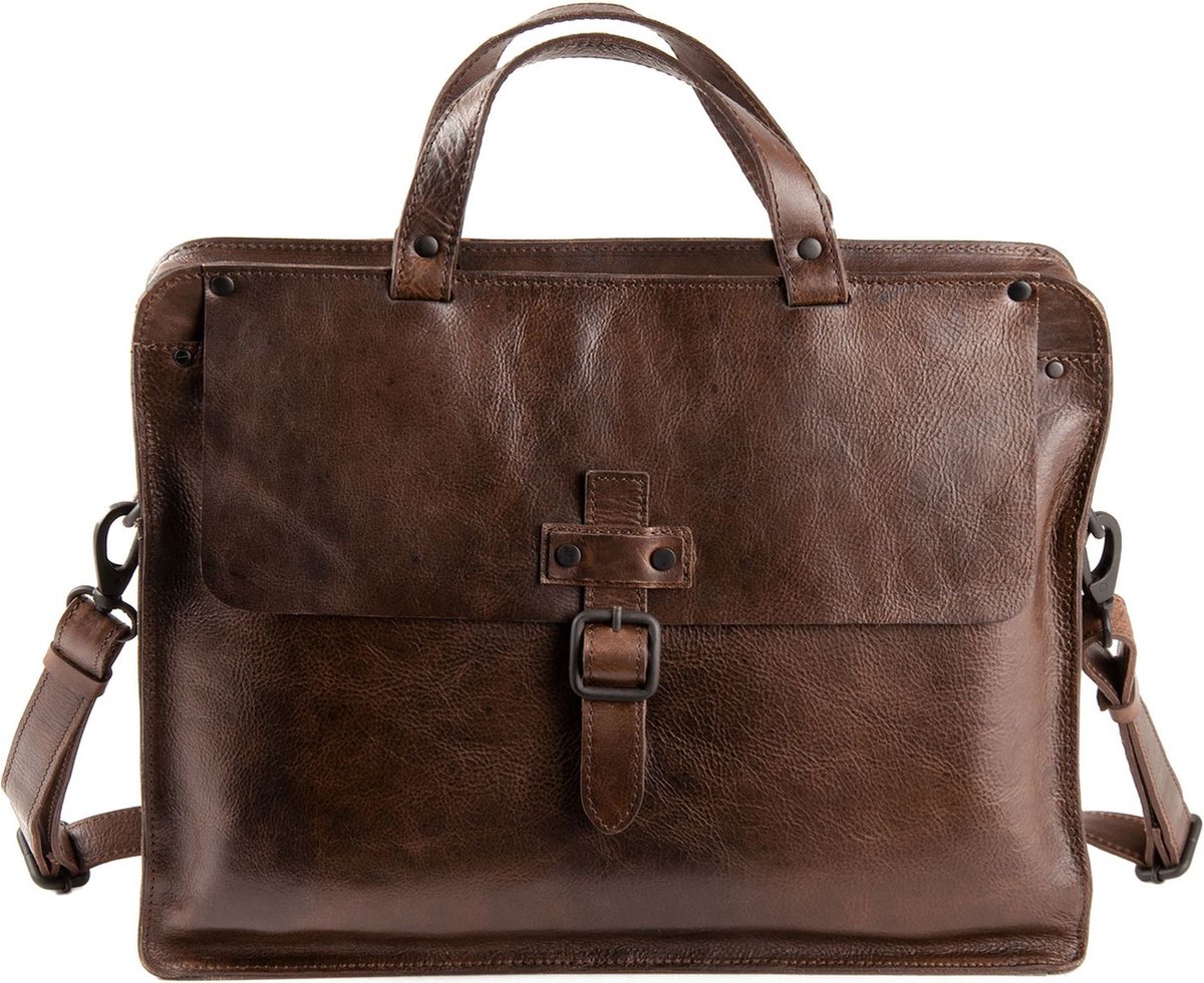 HAROLD'S Leren Business tas Afzonderlijke gevallen Aberdeen Businessbag Twin Brown Donkerbruin