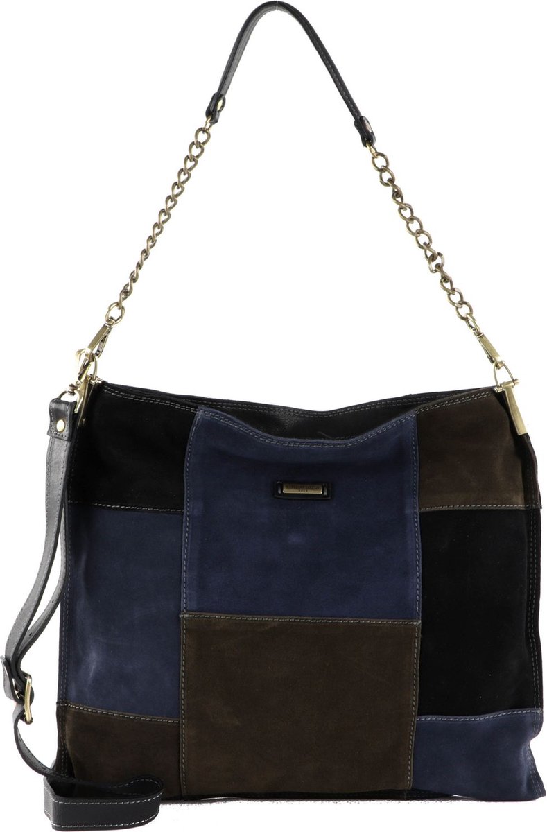 CATERINA LUCCHI Leren Schoudertas Angelika Kauffman Shopping Bag Inverno Blauw Veelkleurig