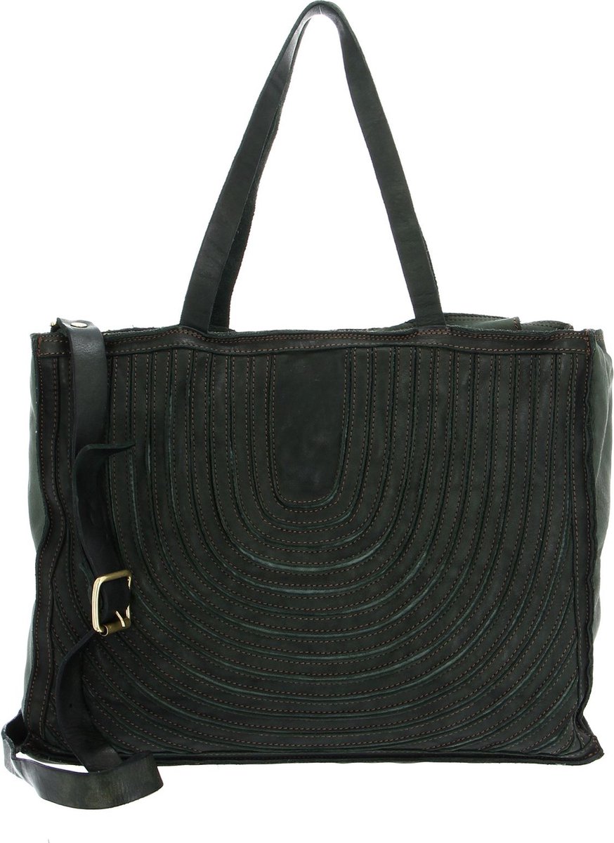CATERINA LUCCHI Leren Shopper Schoudertas Stripes Tapiro Shopping Bag Foresta Groen