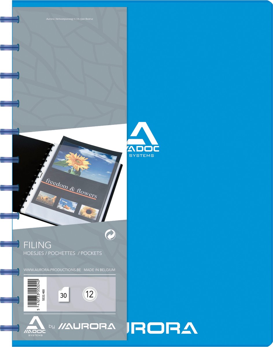 Adoc Bind-Ex A4 Showmap 30 Hoezen Colorlines Blauw