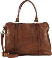 CAMPOMAGGI Leren Schoudertas Laptoptas met laptopvak Shopping Bag Cognac Bruine