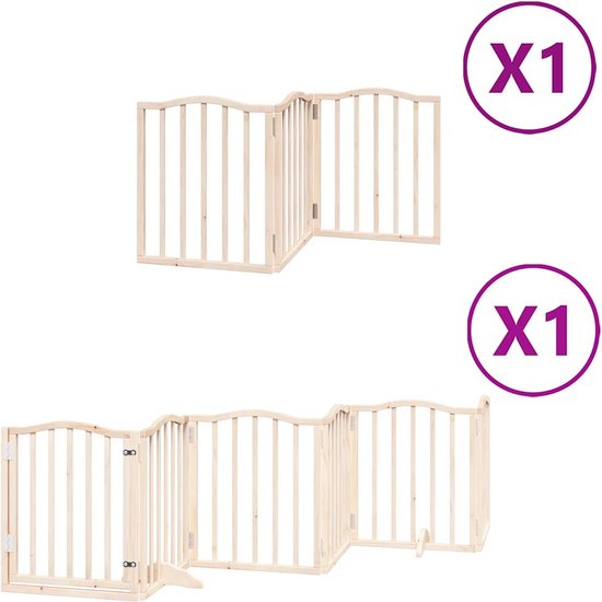 vidaXL - Clôture pour chien - pliable - avec - porte - 9 - panneaux - 450 - cm - bois de peuplier