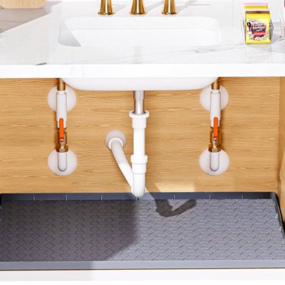 Goedkoopste Onder gootsteenmat, waterdichte anti-slip kastbeschermingsmat, flexibele ondertafelmat, ondertafelmatten, afdruipbak voor keuken, kasten, rekken en laden, 86,4 x 55,9 cm, Zwart