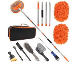 2-in-1 Autowasborstel Telescopisch - Wasborstel Met Telescopische steel Complete Auto Reiniging set – Telescoop Wasborstel Met Zachte Borstel Haren – Incl. Accessoires – Uitschuifbare Wasborstel Auto – Was Borstel