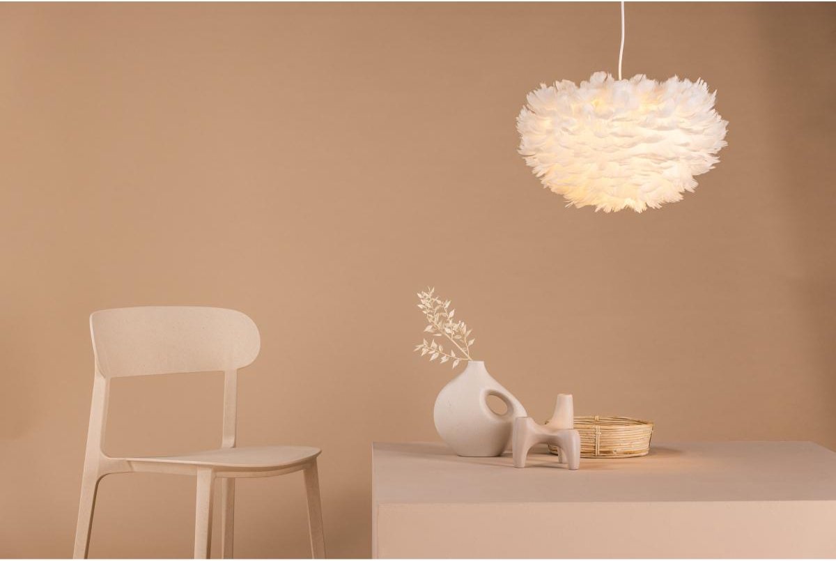 Svea - Rumi ronde hanglamp - ø 45 cm - witte veren