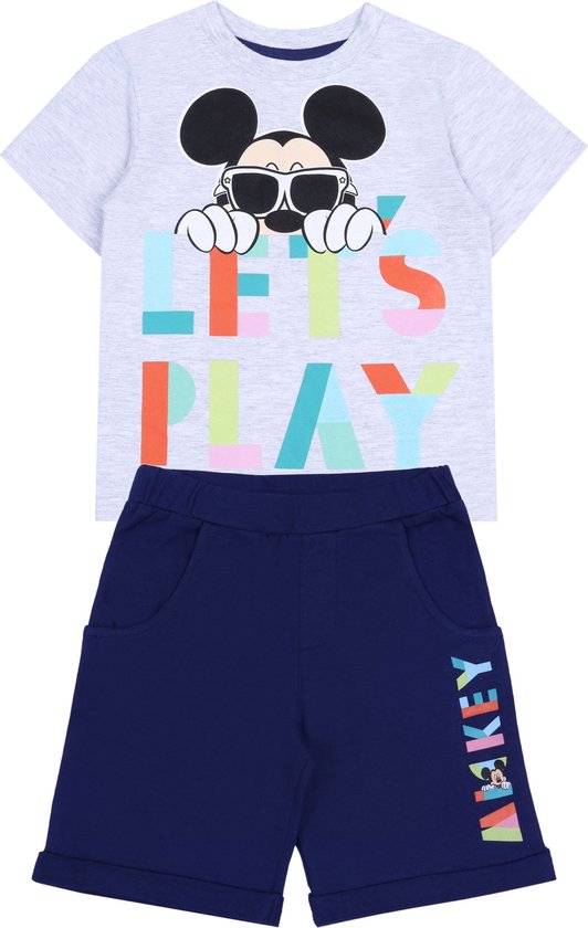 Grijs en marineblauw jongens t-shirt+short set Mickey Mouse Disney