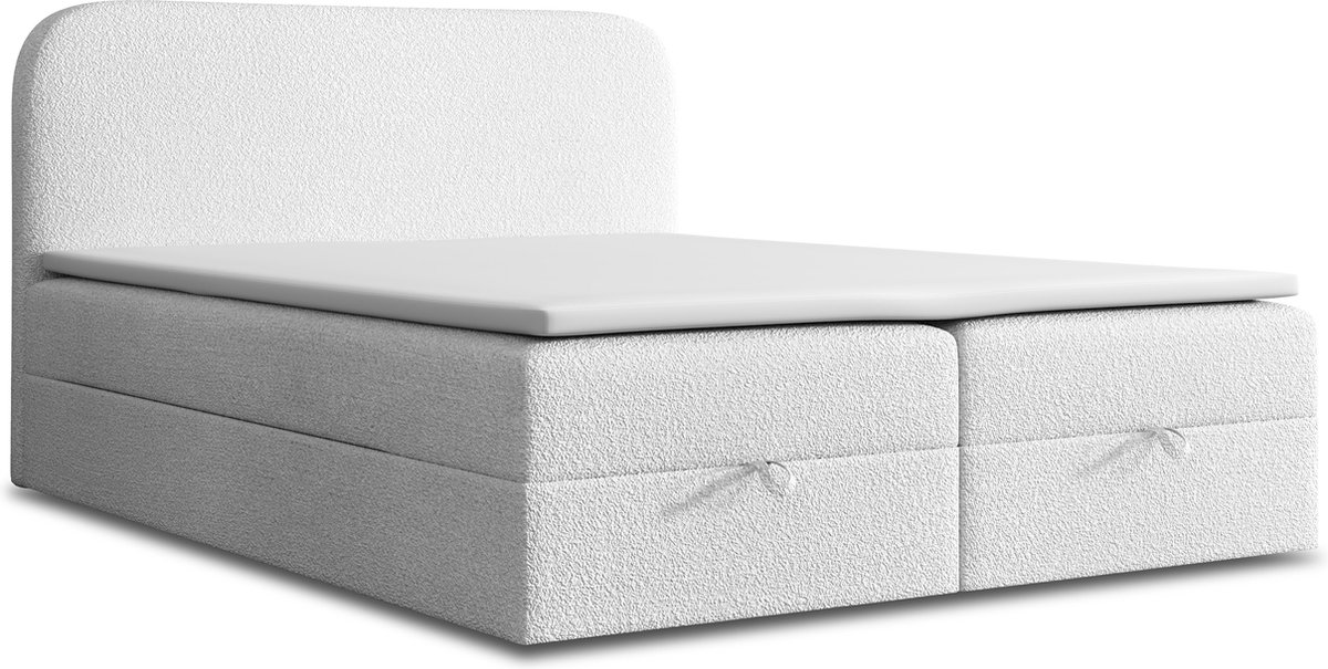Meuba Home - Vivaldi Boxspring - Wit - 180x200 - Stof - Met topper 8cm
