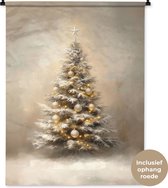 Wandkleed 90x120 cm - Wanddoek Kerst - kerstboom - Sneeuw - Art - Wandtapijt - Wandkleden - Kerstdecoratie voor binnen - Kerstversiering woonkamer decoratie - Kerstmis versiering in huis - Christmas decorations - Kerstaccessoires
