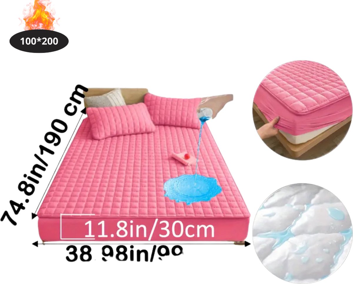 Nivard Waterdicht Hoeslaken - Beddengoed - Fitted Sheet - Bed - Roze 100x200