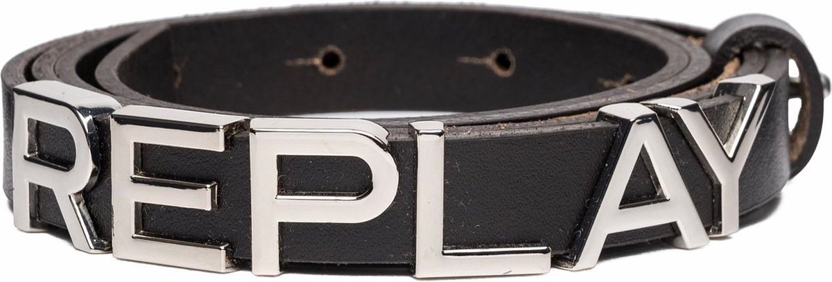 REPLAY Leren Riem Logo Belt W80 Black Brown Bruine