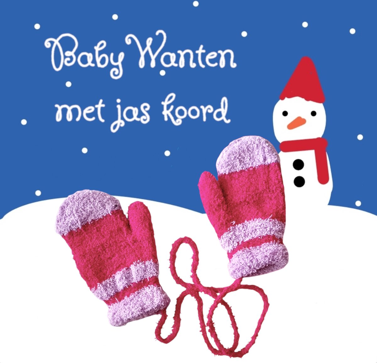 Huiscollectie - Little Boss - Gebreide herfst / winter wanten / handschoenen met jas-koord - baby / peuter 1-3 yrs - cat.1-2 - lila paars / hyacinth roze - kleine kinderen - unisex - casual