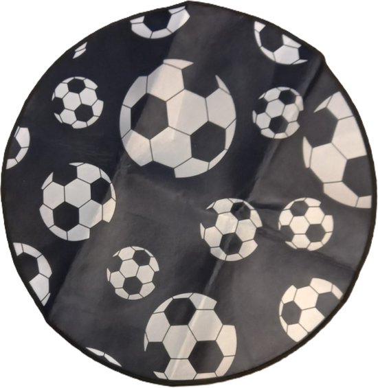 Tapis rond pour enfant shaggy doux Football Turquoise 100