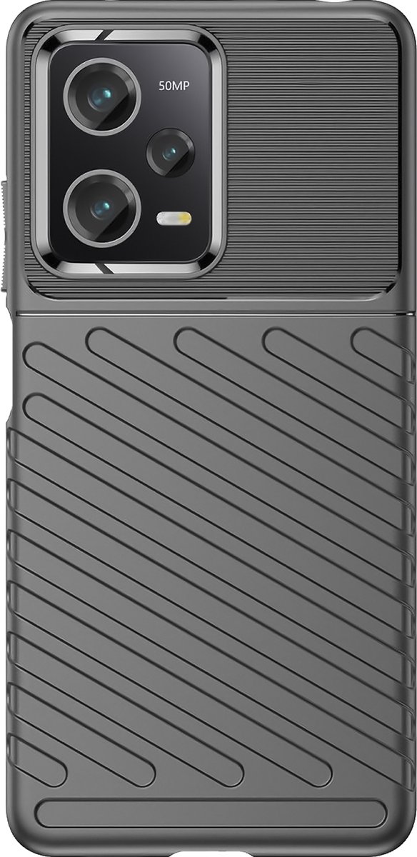 Cazy hoesje geschikt voor Poco X5 Pro - Siliconen Hoesje met Grip - Zwart