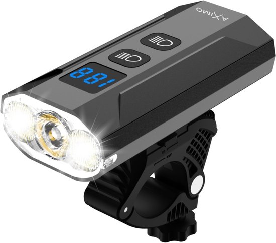 AXIMO Fietslamp 1200 Lumen - Fietsverlichting USB oplaadbaar LED - Aluminium Koplamp - Roteerbaar voorlicht - Waterbestendig(IP65) - 13 keuzestanden