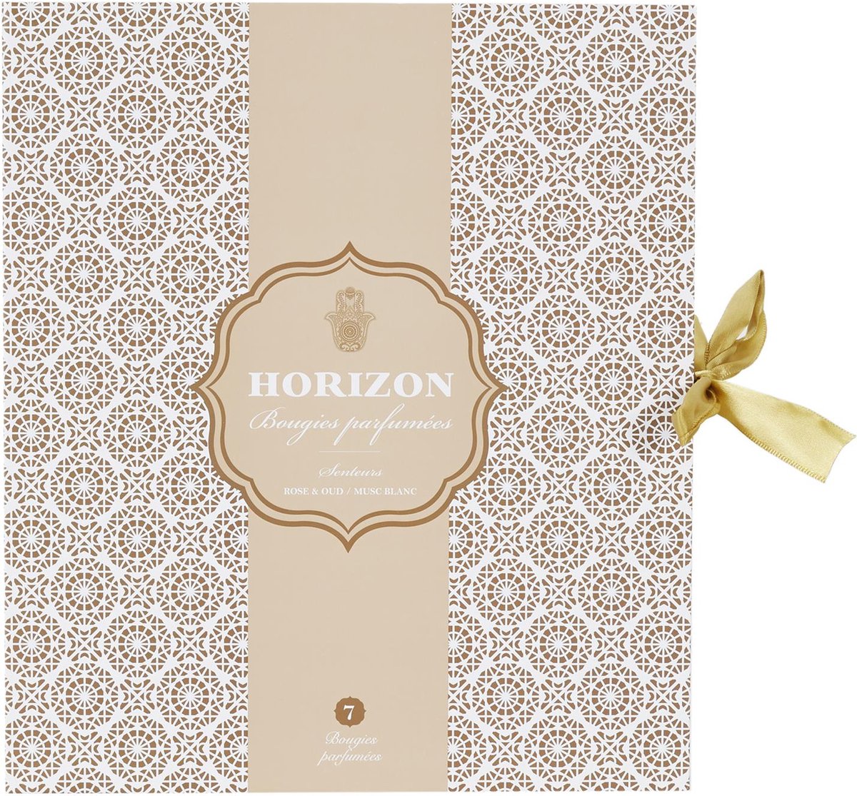 Luxe Geurkaarsenset met Hamsa Design – 7 Stuks – Rose, Oud & Musk Geuren – Decoratieve Kaarsen in Cadeaubox – Spirituele Sfeerkaarsen voor Ontspanning of Geschenk – Beige/Wit — cadeau in Wonen & Interieur - foto 7