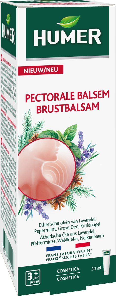 Goedkoopste Humer Borstbalsem - Ademhalingscomfort & Kalmerend - Vanaf 3 Jaar - 30 ml