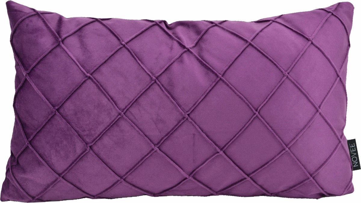 NOVÉE Velvet Cross Paars Kussenhoes | Fluweel/Polyester | 30 x 50 cm