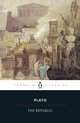 Couverture du livre 'The Republic' de Platon, représentant une peinture de ruines romaines et de statues classiques.