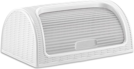 Boîte à pain - Corbeille à pain - Plastique Ratan de haute qualité - Sans BPA - Wit