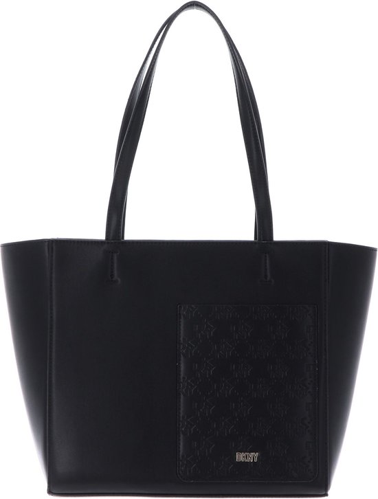 DKNY Cuir Sac shopper Sac à épaule Vida Tote Blk / Gold Noir