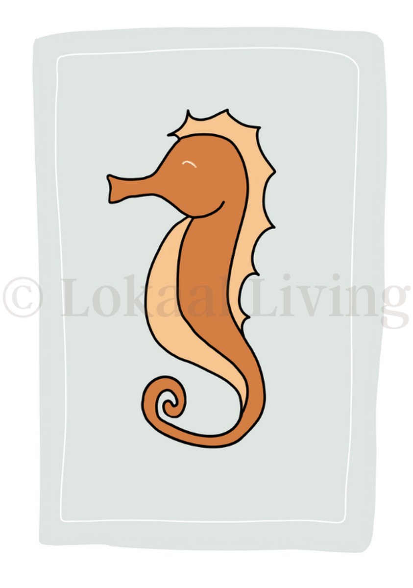 Lokaal Living - a4 poster - zeepaardje - onderwater leven - dieren - babykamer - kinderkamer