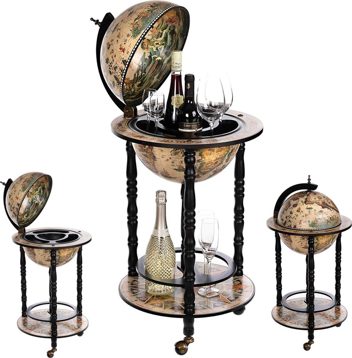ApexArte® Globebar - Wereldbol bar - Whiskey Set - Bijzettafel - Authentiek