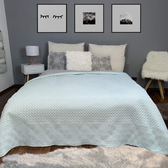 Homelevel Bedsprei, sofaplaid, sprei, dagdeken, plaid, quiltdeken, XXL-deken, overslagdeken, overtrekdeken, 220 x 240 cm, lichtgrijs