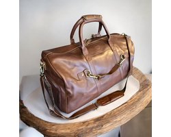 Luxe Kalfslederen Reistas met Schoenenvak – Stijlvol en Functioneel - pellericca exclusief Hoogwaardig - met portemonnee. Uitverkoop