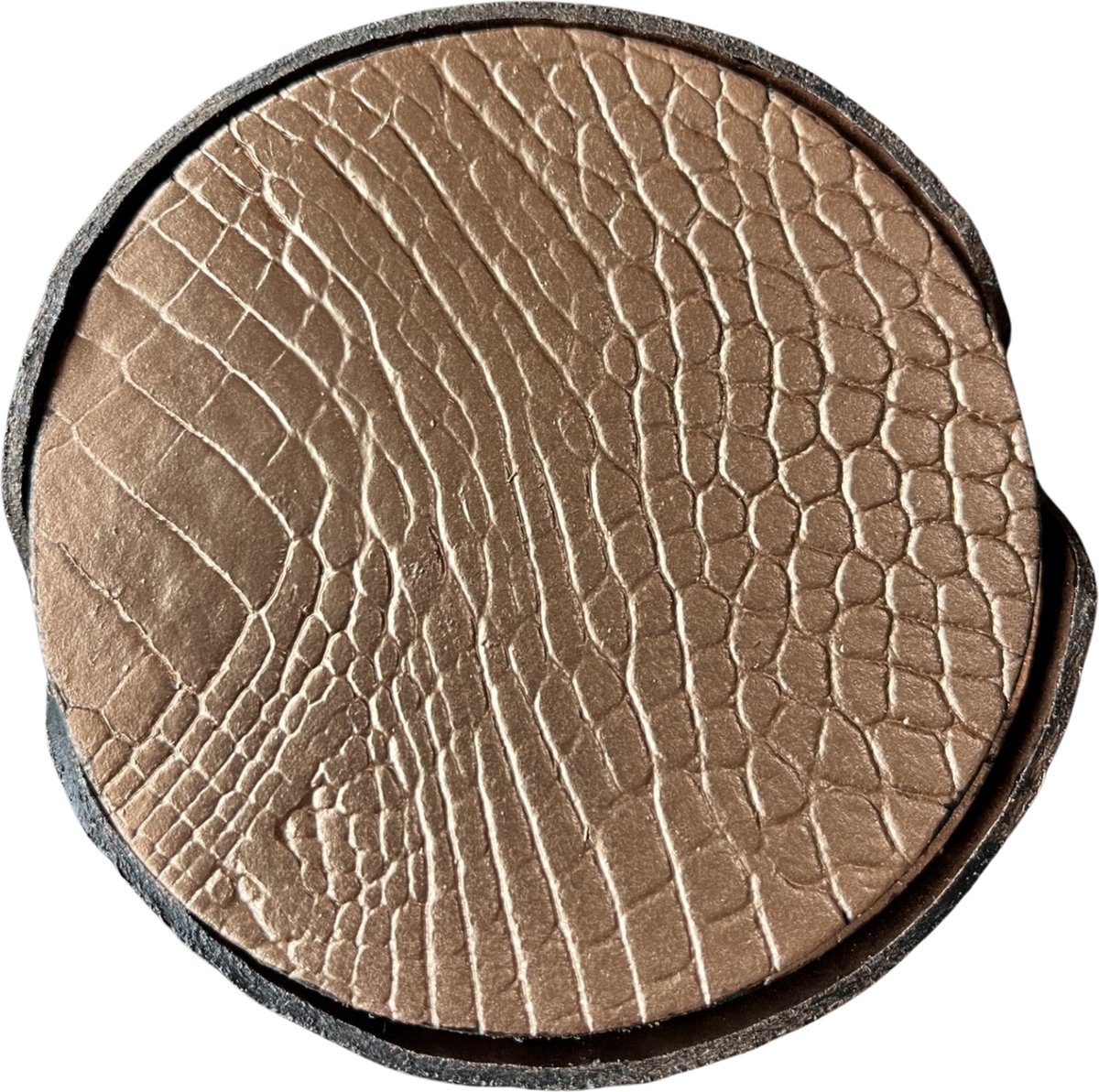 Pattiny - Onderzetterhouder - Leer - Croco - Brons - Rond - 6 Stuks Onderzetters