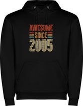 Sweat à capuche unisexe noir avec imprimé « Colorful Awesome Since 2005 – Fête – Birthday » en couleur de la marque Roly, taille 3XL