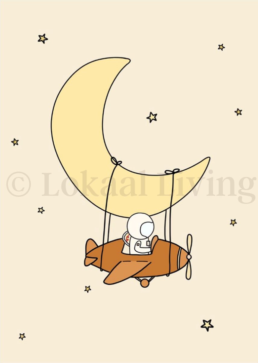 Lokaal Living - a4 poster - luna - illustratie space - ruimte