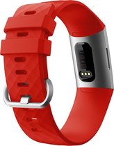 YONO Siliconen bandje - Fitbit Charge 3 en 4 – Rood – Small