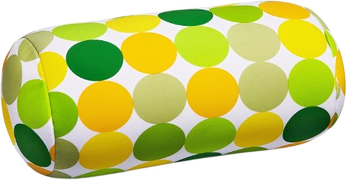 House of Healthbrands Kuschelmaxx Rolkussen - Sierkussen Rond Cilinder 17 x 33 cm - Punkte gelb-design - Stevig en zacht - Mooie print - Gevuld met microgranulaat - Vormvast & Wasbaar - Ideaal voor op de bank, bed, auto of op reis - Inclusief Wasnet Wit