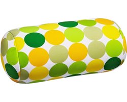 Kuschelmaxx Rolkussen - Sierkussen Rond Cilinder 17 x 33 cm - Punkte gelb-design - Stevig en zacht - Mooie print - Gevuld met microgranulaat - Vormvast & Wasbaar - Ideaal voor op de bank, bed, auto of op reis - Inclusief Wasnet