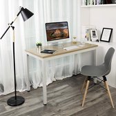 Modern Strak Bureau - Witte Computer Tafel - 120cm Lang - Wit / Bruin