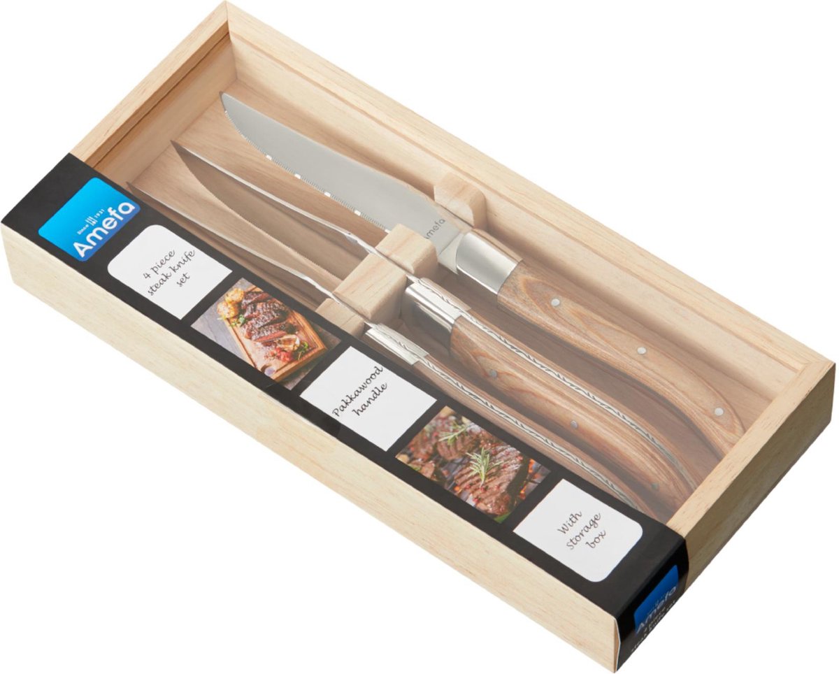 Amefa - Royal Steak 4 Steakmessen - Natural Wood