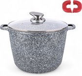Bol.com Royal Swiss® - pan - Soeppan Inductie - Braadpan Inductie Met Afneembare Handvatten Ø 28 cm / 10 Liter - Grijs | Duurzam... aanbieding