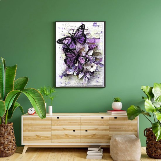 Peinture de diamants BOTC Adultes - Peinture de diamants Peinture de diamants Enfants - Pack complet - 30 x 40 cm - Papillon