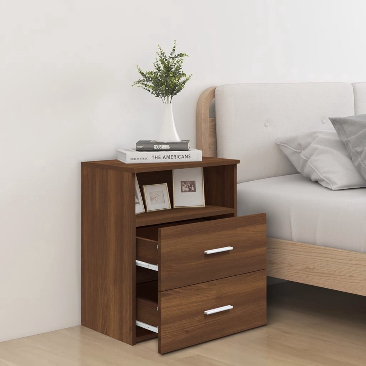 Nachtkastjes 2 st 40x30x40 cm bewerkt hout oud houtkleurig