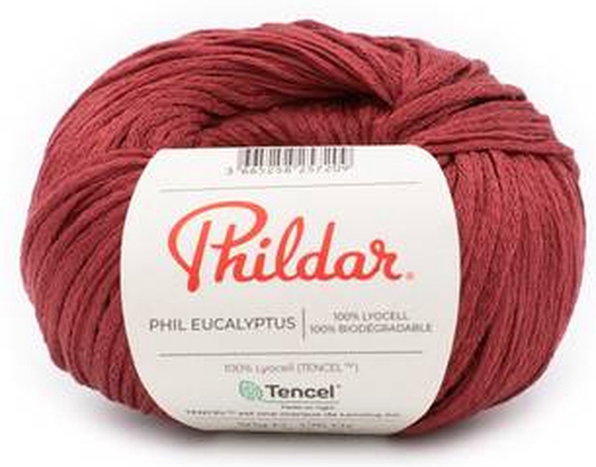 Phildar - Eucalyptus - 100 % Ecologische breigaren - Wordt per 5 stuks verkocht : Kleur: Pourpre