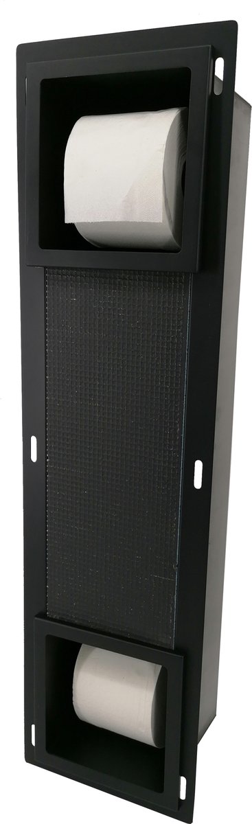Inbouw toiletrol- & reservehouder RVS mat zwart