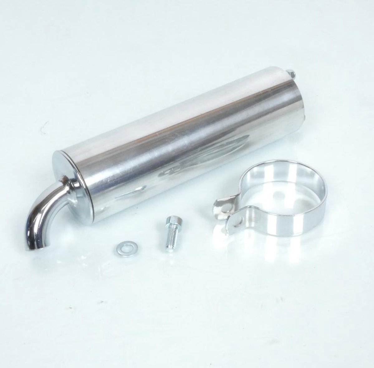 Silencieux cartouche de pot d'échappement 2 vis 37mm alu chrome pour scooter 50