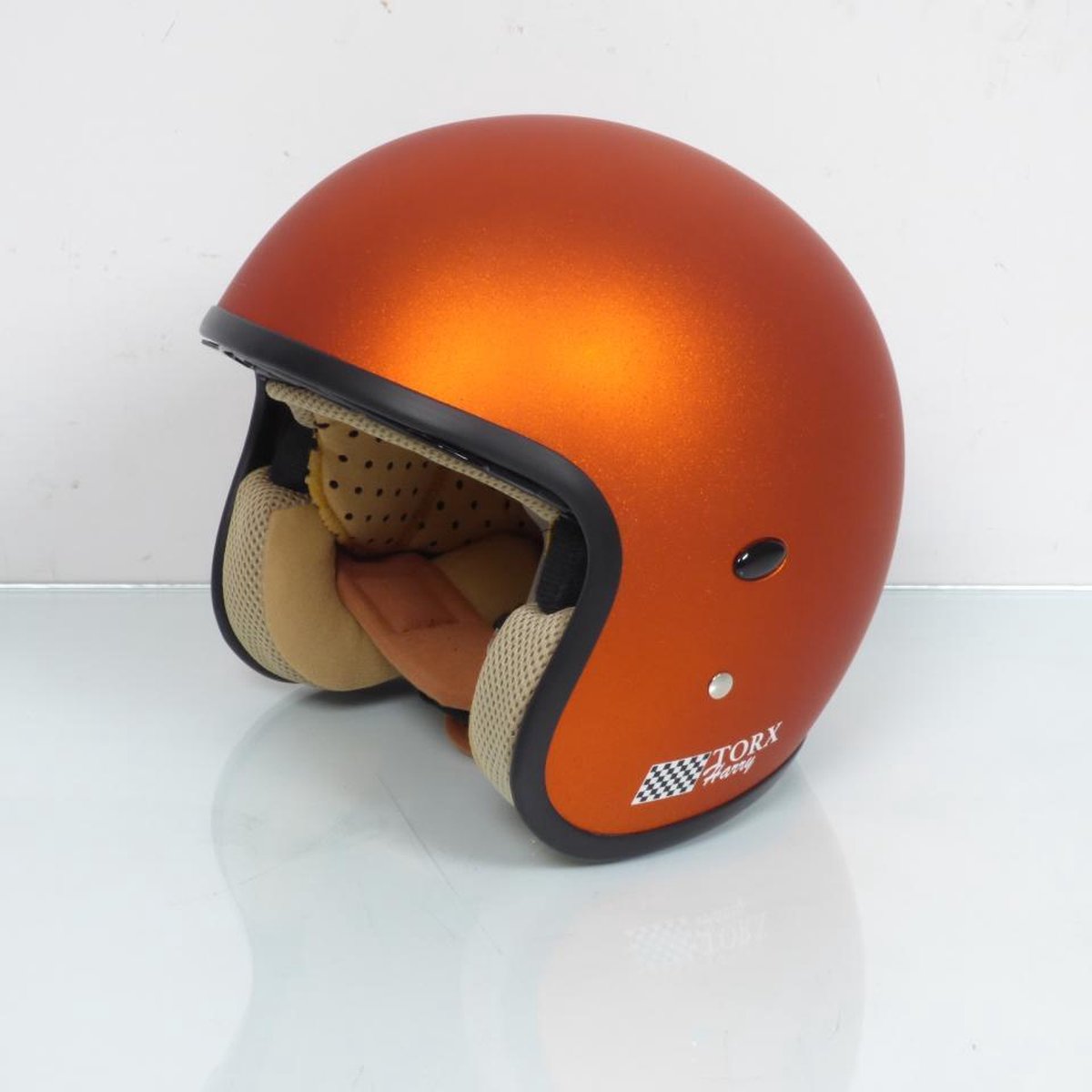 Casque jet pour homme / femme Torx Taille XS Harry Glitter Matt orange Neuf