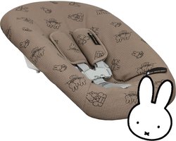 Ukje - Nijntje Newborn Hoes Tripp Trapp - Voor Stokke Kidsmill Novi Kaos Newborn Set - Veilig getest Oeko-Tex - Waterdichte binnenkant - Met Gordelbeschermers - Taupe Nijntje