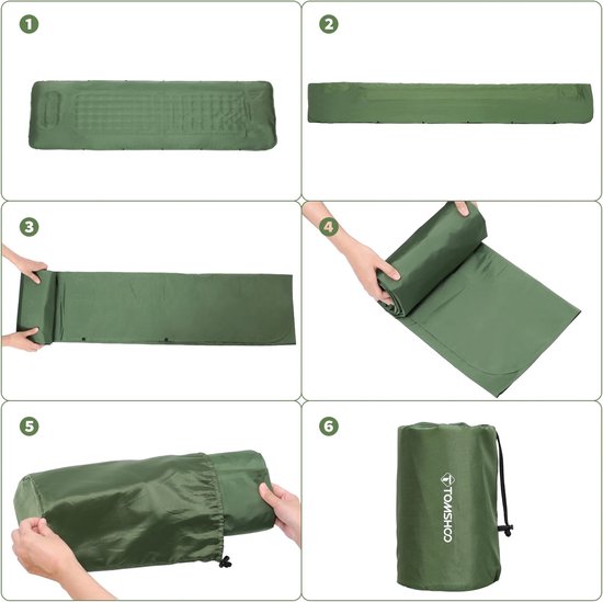 FIBILA Opblaasbare Slaapmat - Zelfopblazend Matras - Luchtbed - Opblaasbare Bed -Camping Mat - Reis Matras - Ingebouwde Pomp - Extra Dikke 4 Inch Dikte - Comfortabele Ondersteuning voor Backpacken en Kamperen - Waterbestendig en Compact - Blauw — afbeelding 2